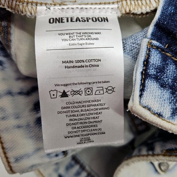 New One Teaspoon 2020 Mini Denim Skirt Womens 26 Classic Light Blue High Waist - Picture 4 of 5